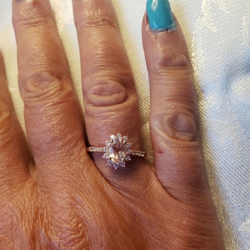 SOLDAuthentic Morganite Ring Rose Gold over stamped 925 Sterling Silver - Picture 6 of 9